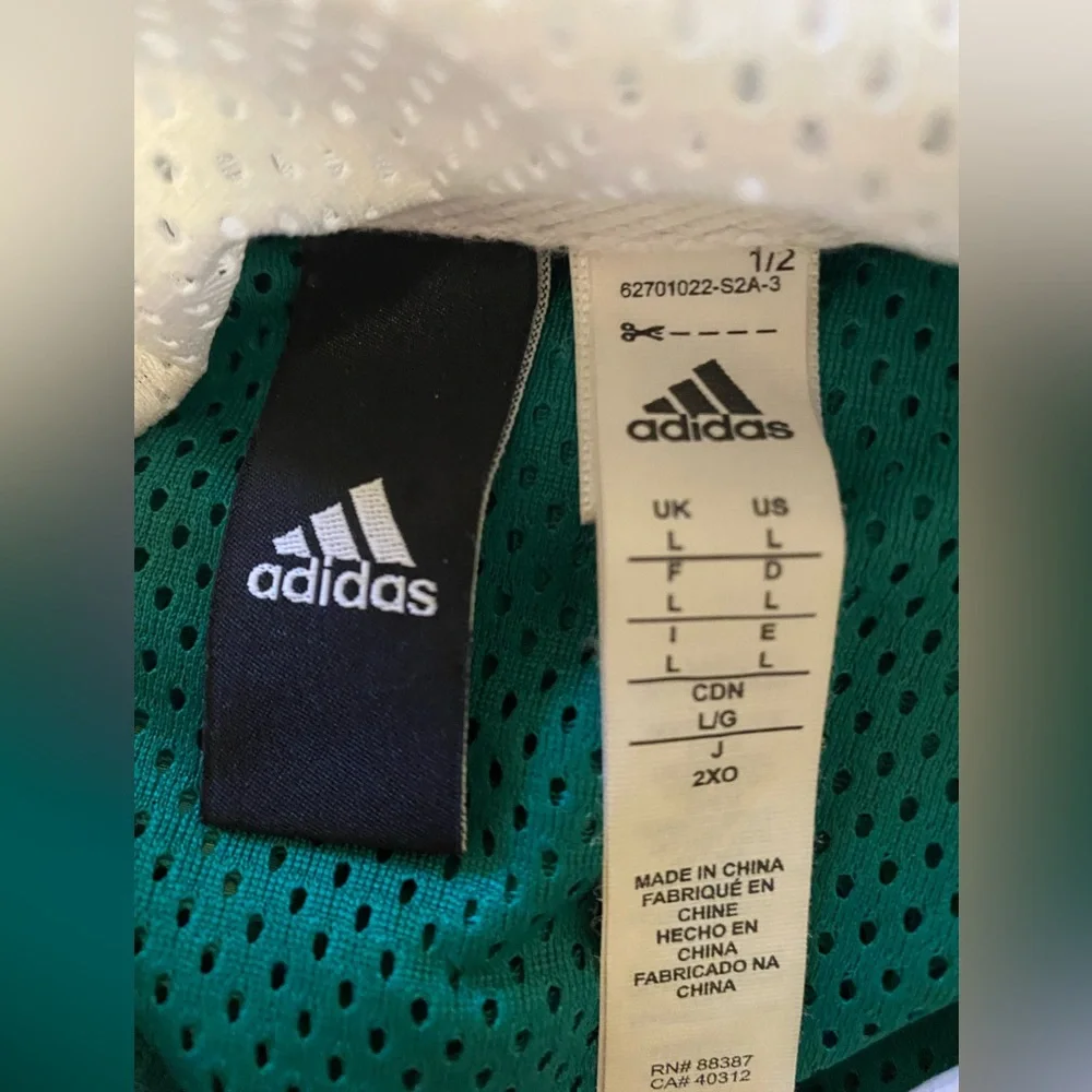 Adidas Blue/Green/White Windbreaker, Size L - Picture 3 of 3